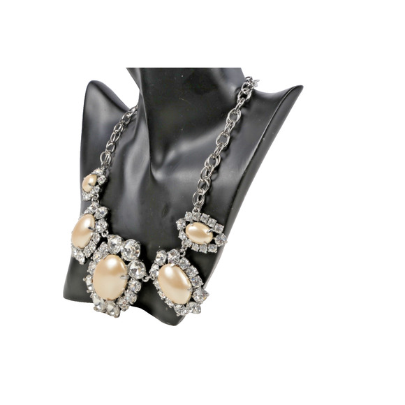 Chunky Rhinestone Chain Necklace by Ann Taylor statement necklace - Picture 1 of 16